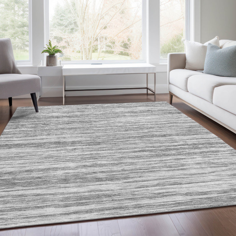 Premium Machine Washable Prisco Gray Rug, Rectangle 9' x 12'