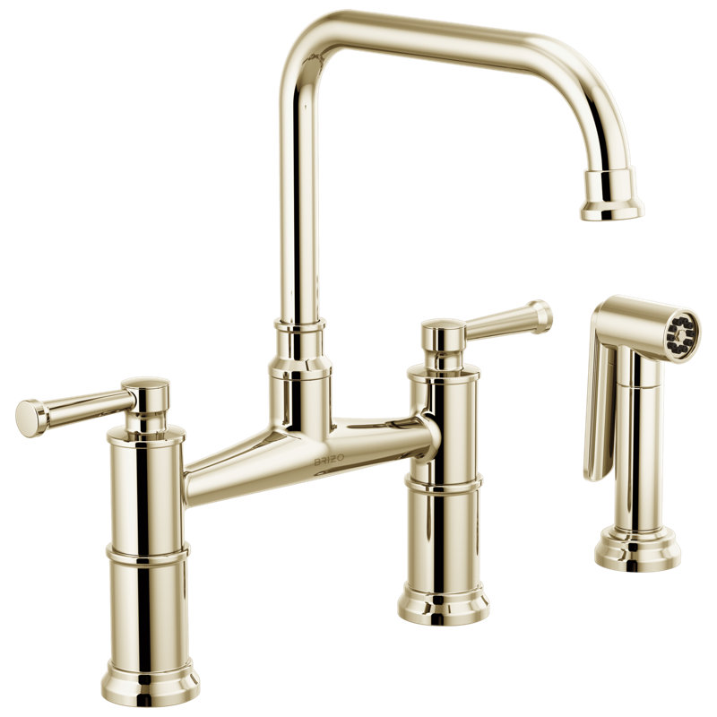 Artesso® Bridge Faucet With Side Sprayer, Polished Nickel