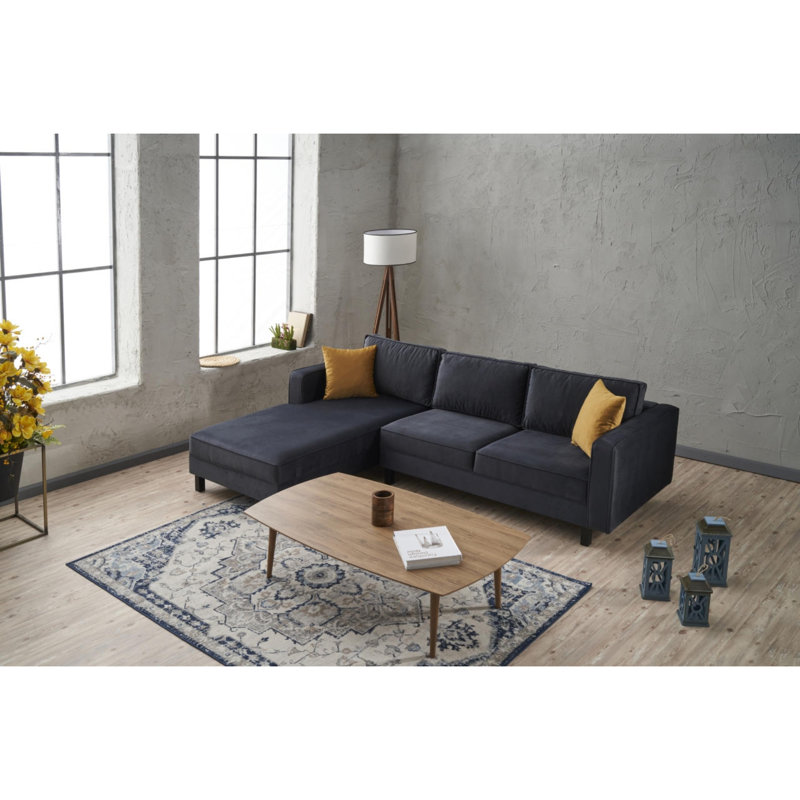 Canapé modulaire rembourré Bre, Accoudoir à gauche (vu de face), 100% polyester anthracite / velours