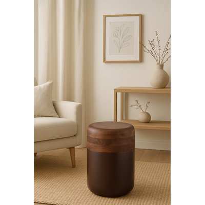 Table d'appoint en fer avec plateau en bois et base en métal