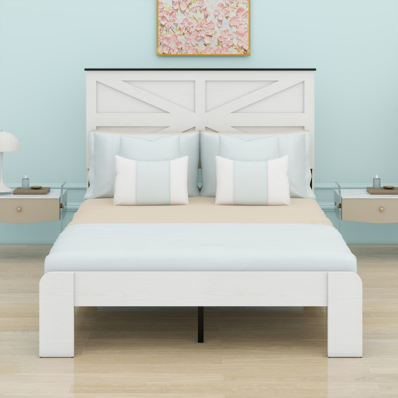 Base de lit plateforme en bois, Double