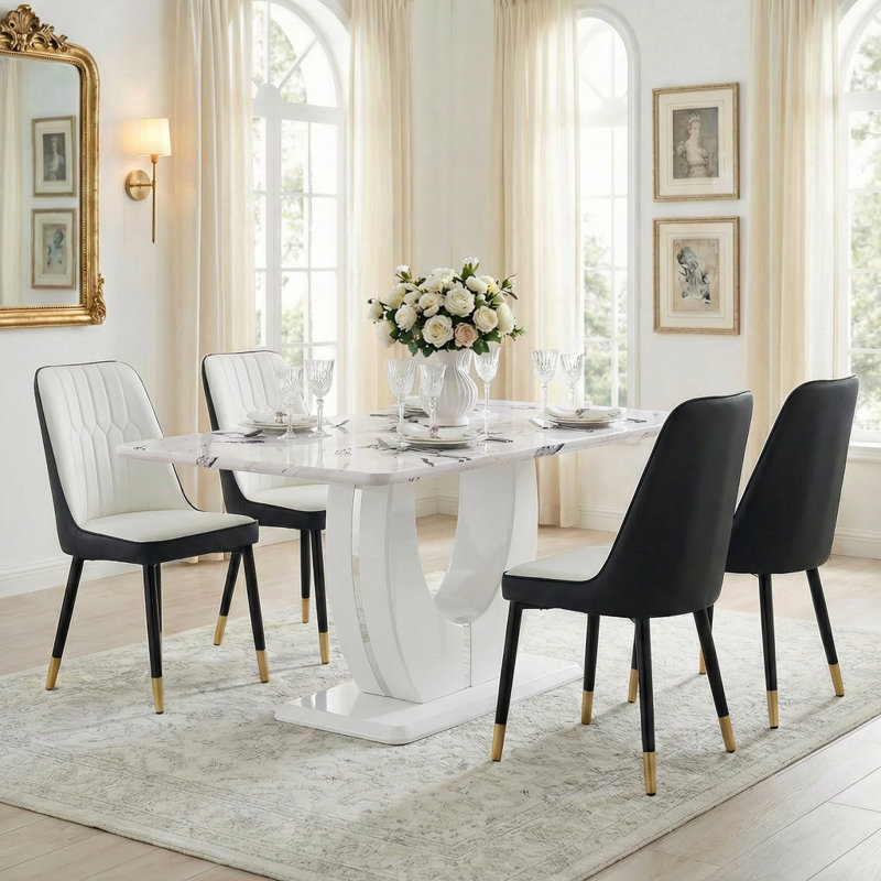 Table de salle à manger Avdain, Blanc