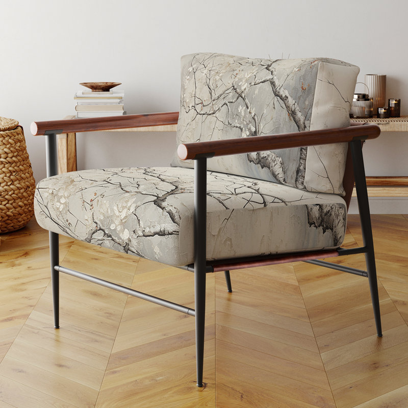 Chaise avec accoudoirs rembourrée Tree, Noir