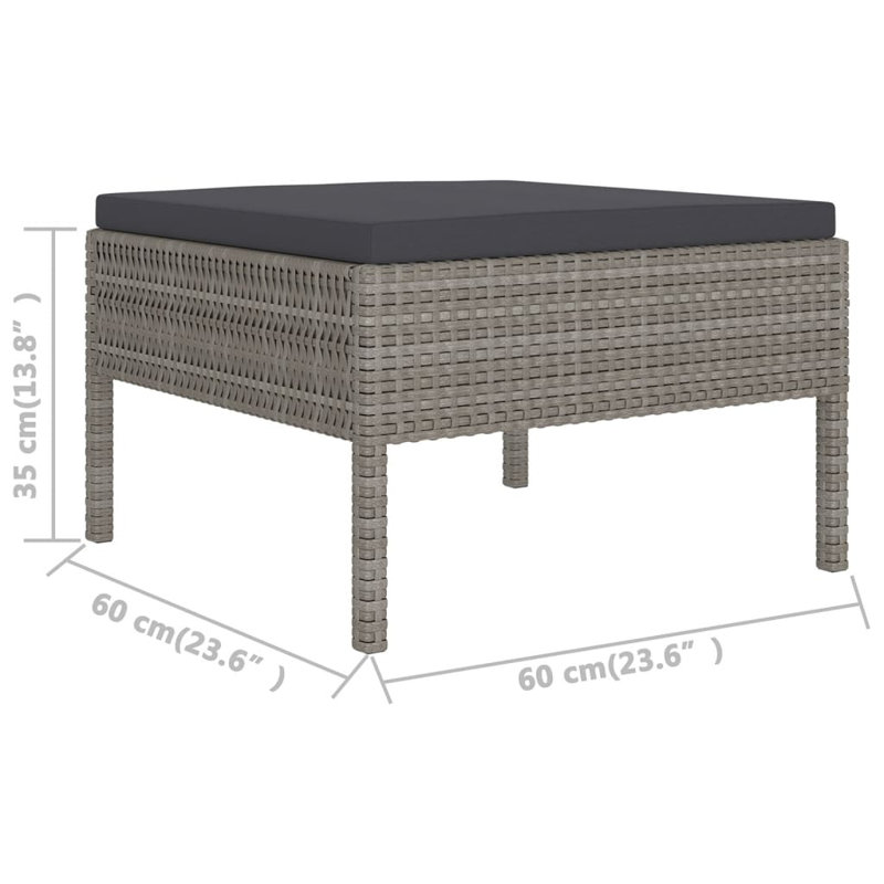 Trasen 23.6" Wide Square Patio Sectional Set with Cushions, Anthracite, Gray