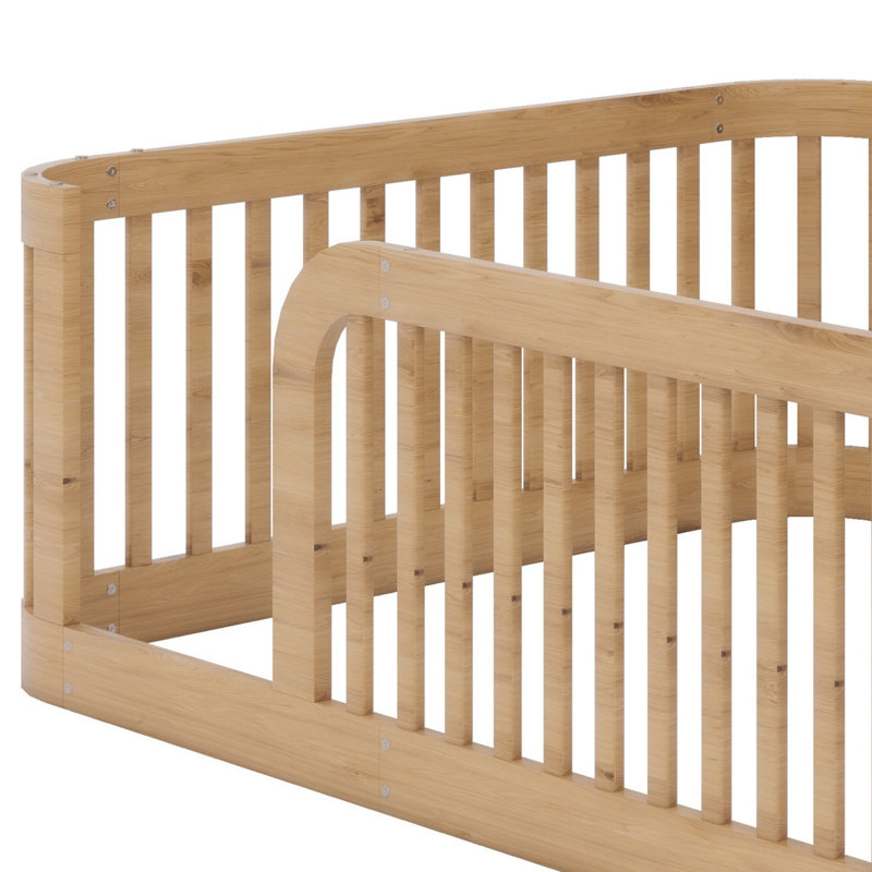 Structure de lit en bois avec clôture, Naturel