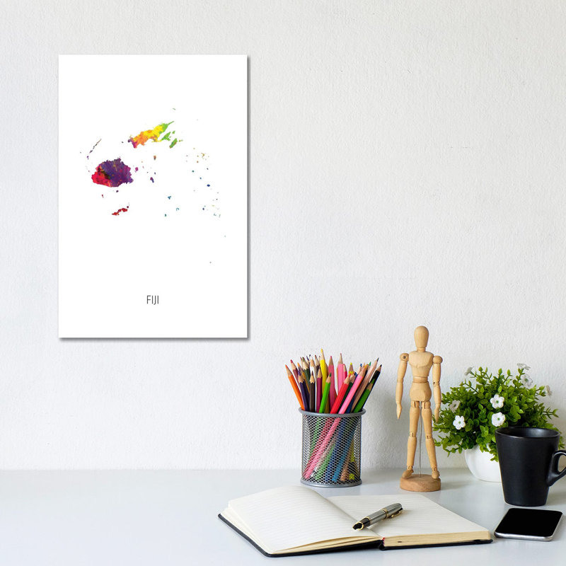 Fiji Map by Michael Tompsett - Wrapped Canvas Print, 20.32 cm H x 30.48 cm W