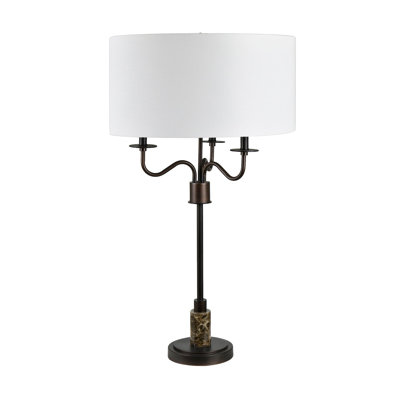 Lampe de table 37,5 "en métal avec abat-jour blanc