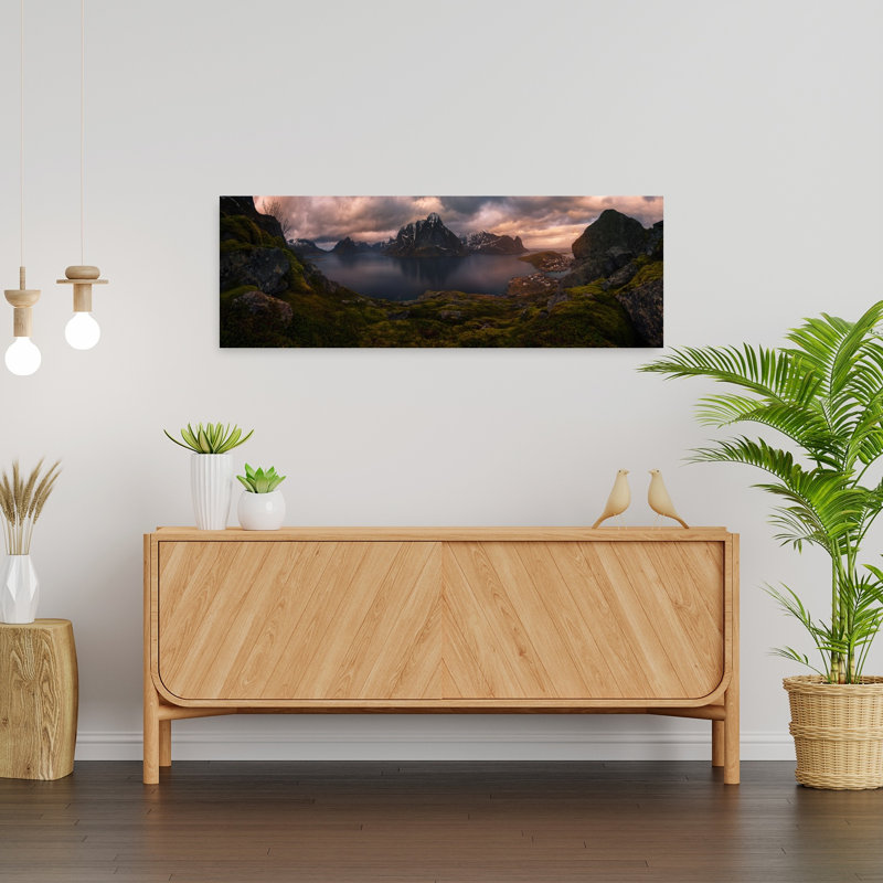 Art mural paysage côtier de Lofoten, H 12 po x l 36 po