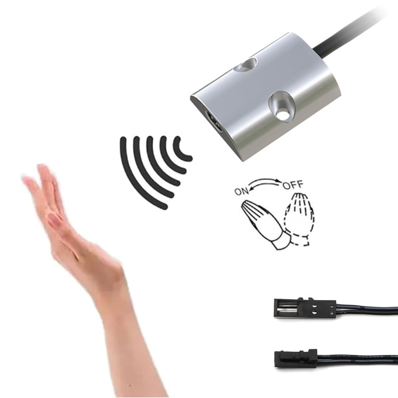 Commutateur de capteur de mouvement VST, interrupteur à infrarouge activé par onde manuelle pour les lumières DEL de placard et éclairage sous l'armoire avec connecteur mâle et femelle JST 12V (DC 12 / 24V 3A)
