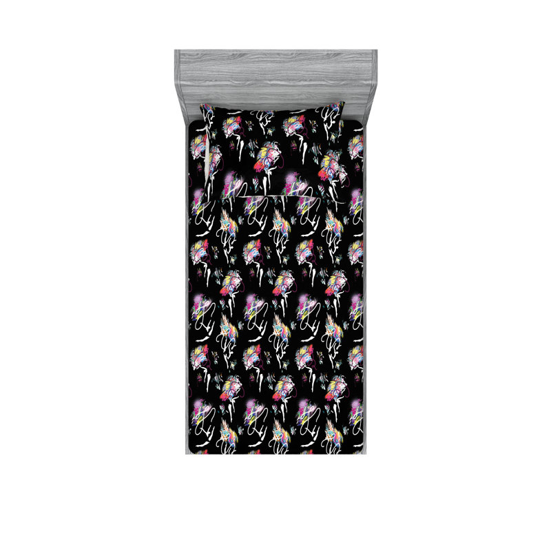 Ensemble de taies décoratives Ambesonne, Drap-housse pour lit simple avec une taie d'oreill