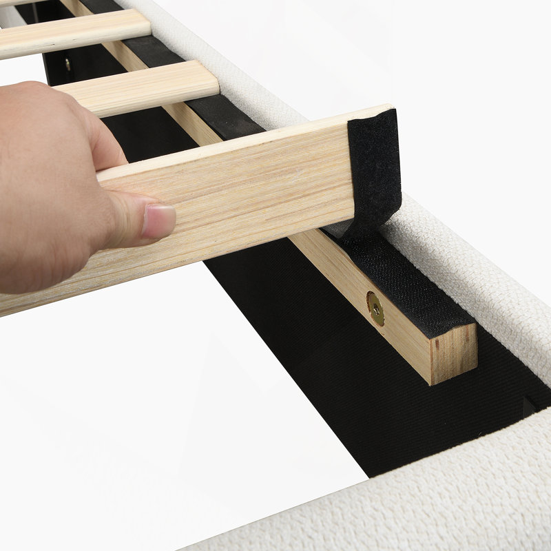 Lit plateforme très grand avec très grande tête de lit tapissier avec tête de lit ondulée, tissu chenille de qualité supérieure, lit plateforme minimaliste moderne sans sommier