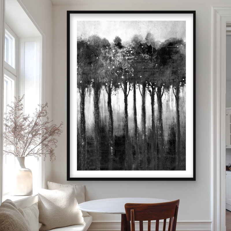 Arbres monochromes - reproduction encadrée pour la décoration intérieure