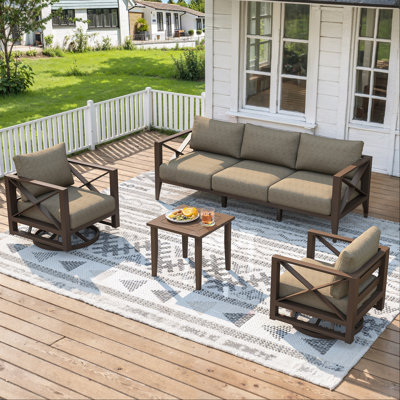 5 - Person Outdoor Aluminum Conversation Set with Swivel Chairs