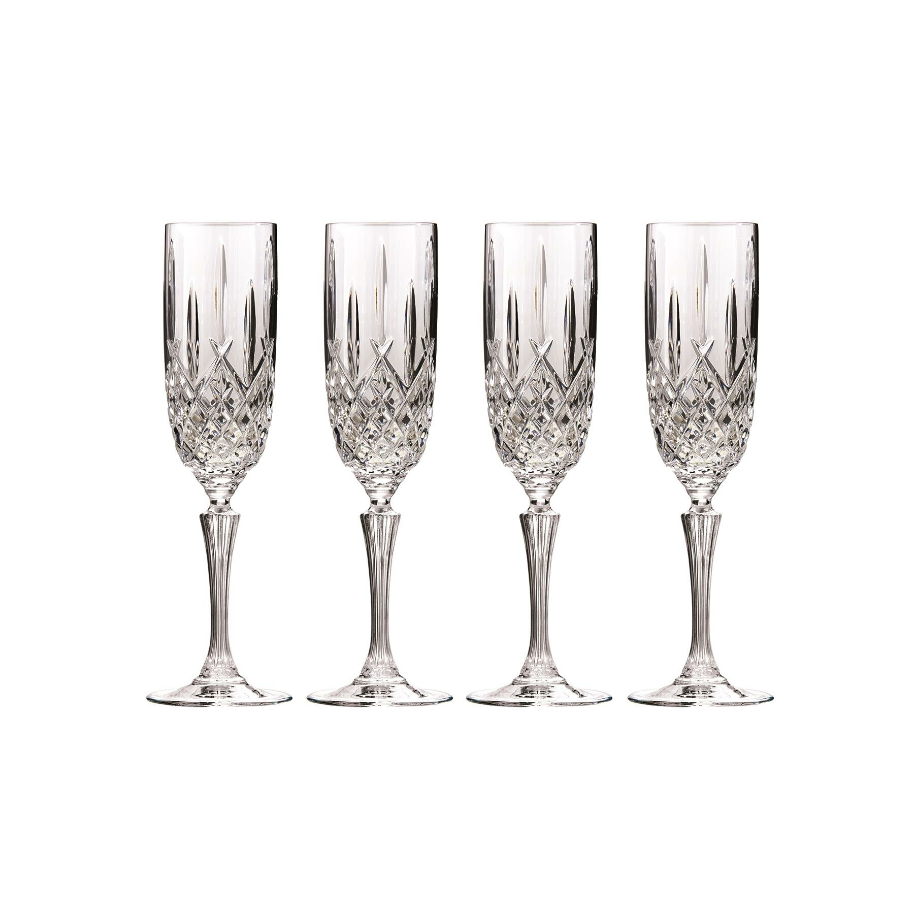 Hand-Blown Fluted Pearl Champagne & Mimosa Glasses - 12 oz - Set of 2