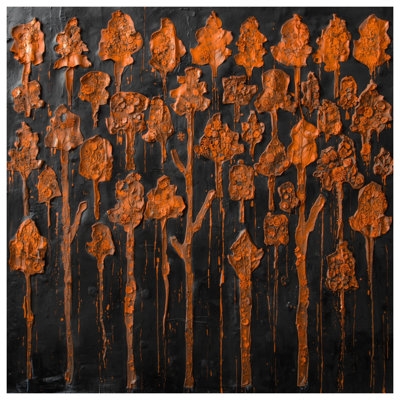 Tapisserie murale texturée arbres orange - Décoration murale arbres