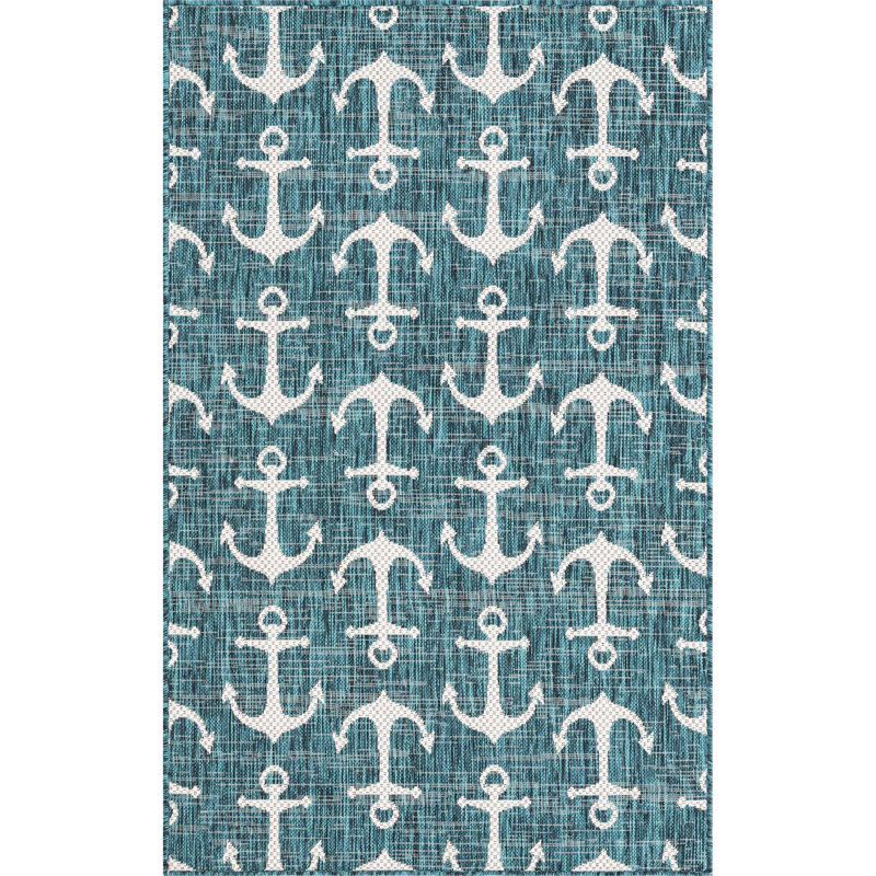 Glidden Rectangle Geometric Polypropylene Plastic Rug, Rectangle 3'3" x 5'3"