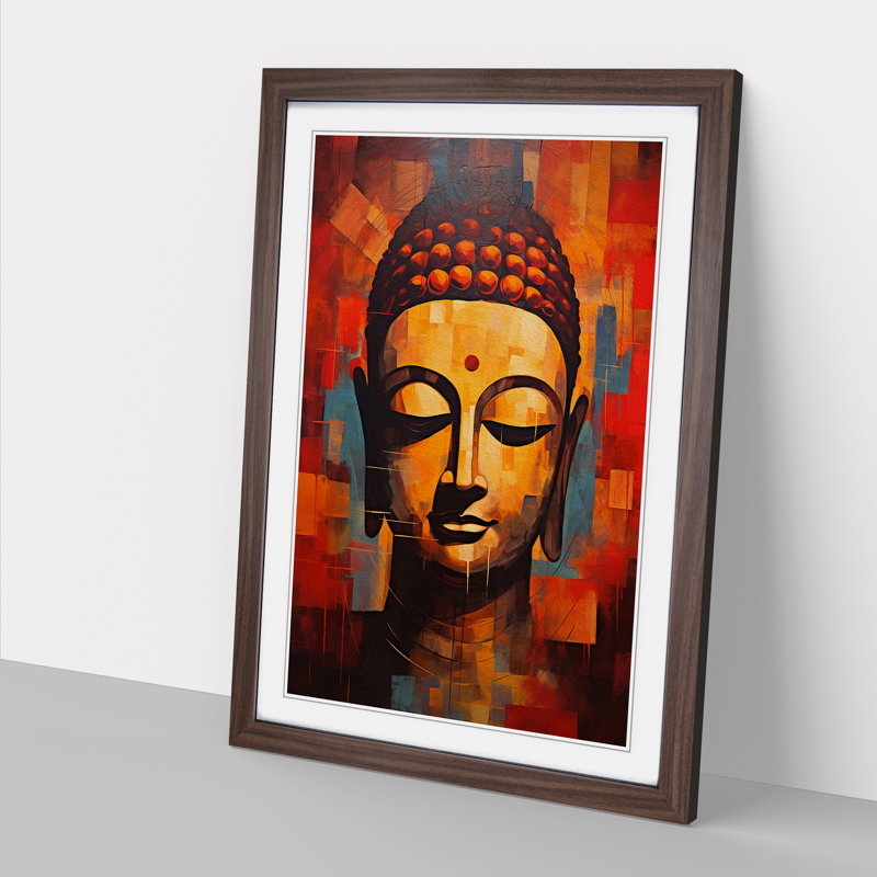 Buddha Constructivism Art - Framed Print, Walnut Framed, 34cm H x 25cm W x 2cm D