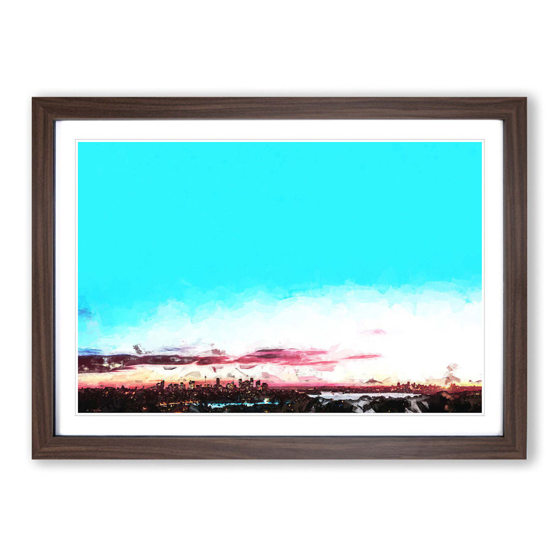 Sydney Skyline at Dusk in Abstract - Picture Frame Graphic Art Print, Walnut Framed, 36cm H x 48cm W x 2cm D