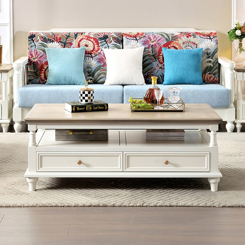 Table basse élégante de style américain, H 19,69 po x l 47,24 po x P 27,56 po, Kaki