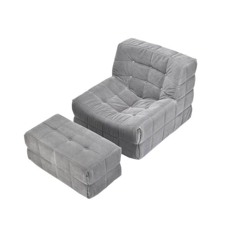 Canapé 32,5 po en mousse viscoélastique avec repose-pieds - aucun besoin d'assemblage, Gris