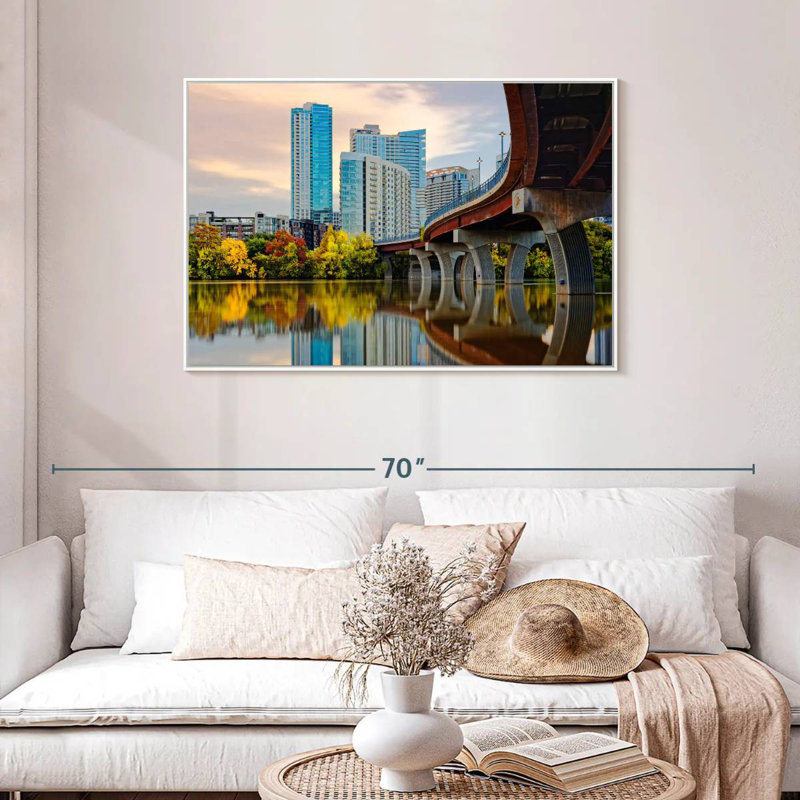 Austin Urban Cityscape, Floating Frame White, 43" X 29"