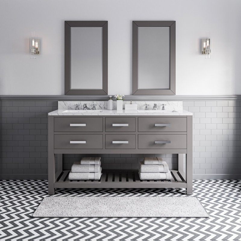 Madalyn 60" Double Sink Bathroom Vanity Set, Cashmere Gray