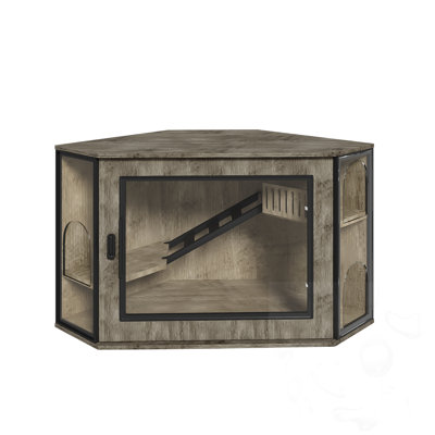 Acrylic Door Cat Litter Box Enclosure With Stairs And LED Light