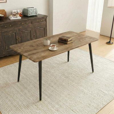 47.2"W Mid-Century Modern Dining Table With Metal Legs, Compact 6-Seater For Kitchen, Office, Or Living Room