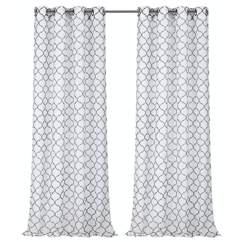 Paire de rideaux semi-transparents avec œillets Mateus, gris, L 27 po x L 84 po