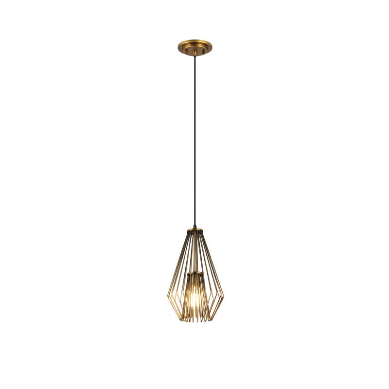 Adaela - 1 lumière géométrique simple, H 18,75 po x l 9,25 po x P 9,25 po, Laiton frotté