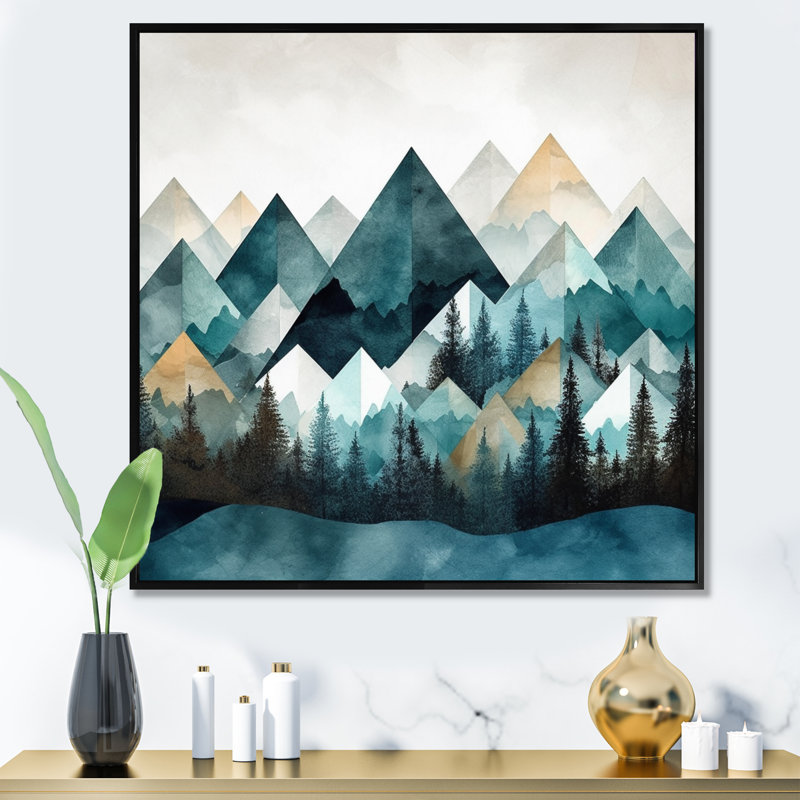 Minimalisme montagnes d'hiver I sur toile, H 30 po x l 30 po x P 1 po, Cadre flottant noir