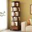 Bibliothèque rotative, bibliothèque d'angle à 360 degrés pour les petits espaces, étagère de rangement à 6 niveaux avec roulettes, rangement en bois étroit pour la chambre à coucher, le salon et la salle d'étude