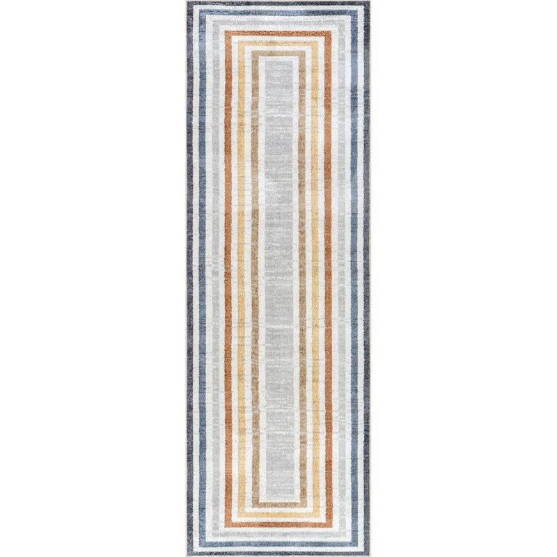 Alienor SpinClean Striped Machine Washable Area Rug, Runner 2'8" x 8'