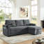 Lit contemporain en chenille avec fonction escamotable, table rétractable et éclairage à DEL 3 lumières-749913163-749913160