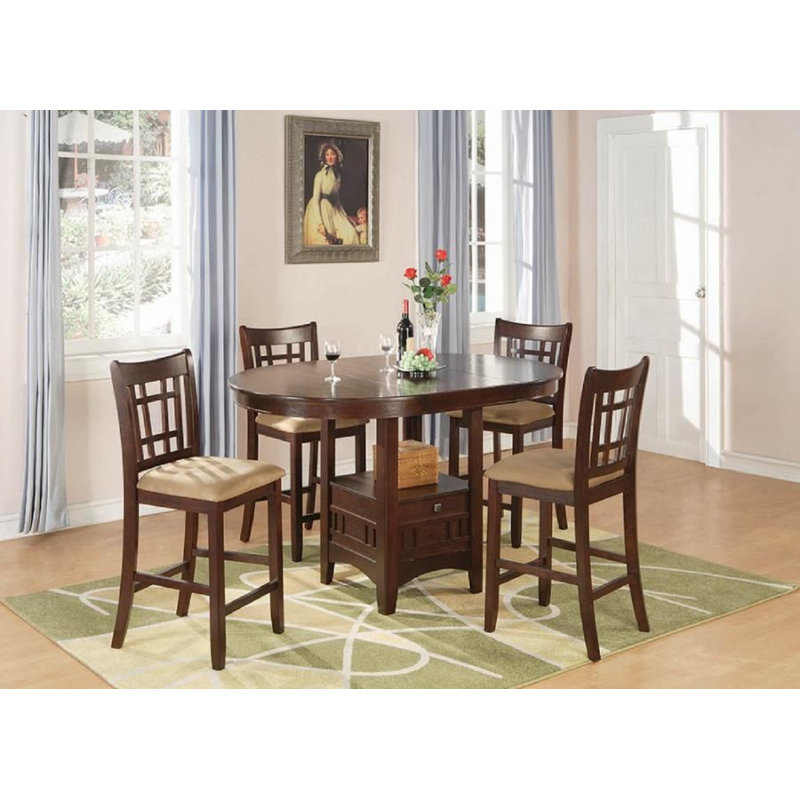 Transitional Cherry Wood and Cream Leather Bar Stool, 24"