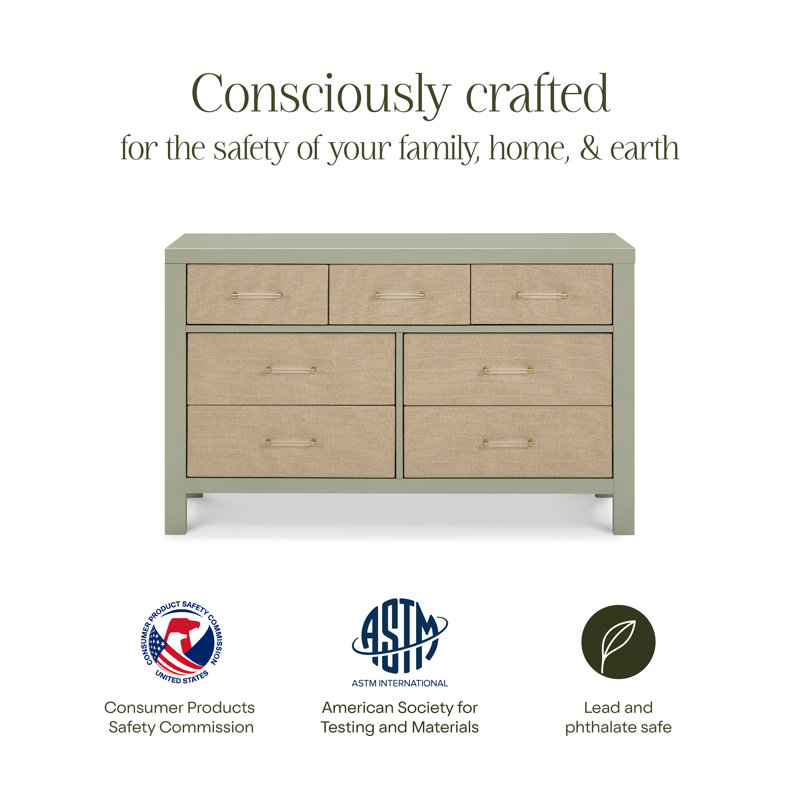 Eloise 7-Drawer Assembled Dresser, French Sage/Performance Sand Eco-Weave