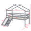 Lit mezzanine bas avec glissade, échelle, barrières de sécurité, cadre de toit de maison-1013101636