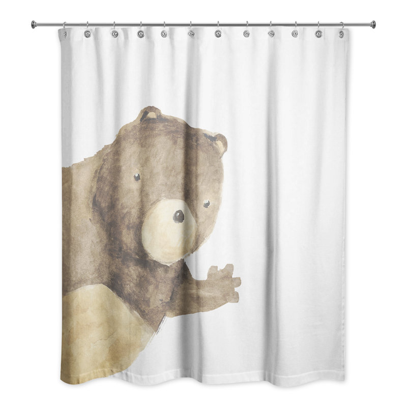 Hullo Bear Waving Shower Curtain