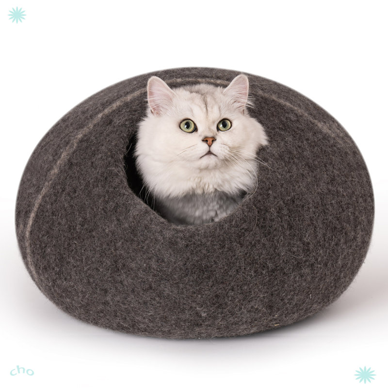 Lit pour chat - grotte en laine faite à la main avec jouet pour souris