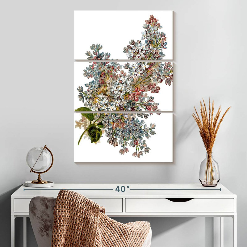 Harnek, fleurs lilas rétro, H 32 po x l 20 po