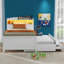 Lit plateforme simple avec tête de lit à DEL avec rangement, lit gigogne simple et 3 tiroirs-1301966011