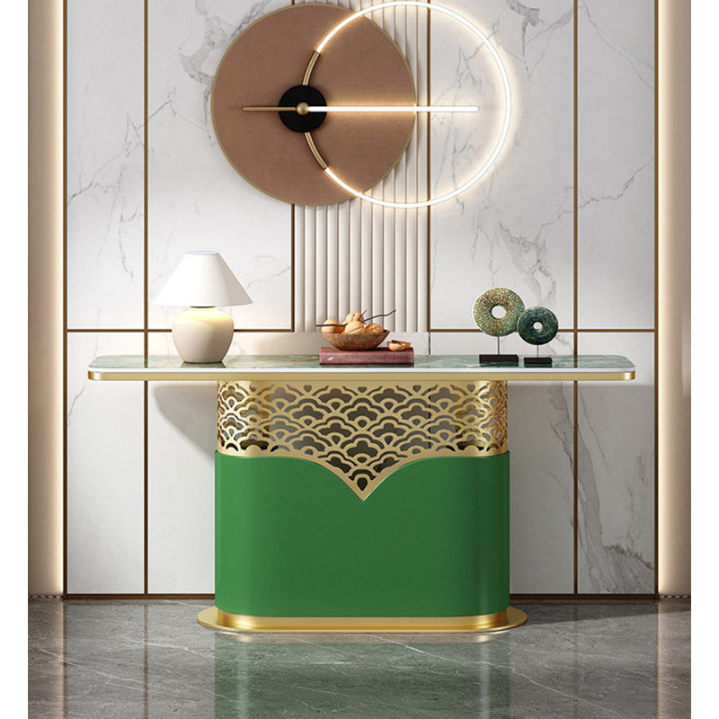 Table d'entrée de luxe moderne en métal fritté Wave, 31.5" H x 39.37" W x 11.81" D