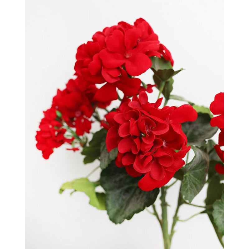 Red Artificial Geranium Bush 15", Red