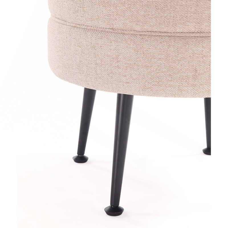 Upholstered Accent Ottoman(Only One Ottoman), Black, Wheat