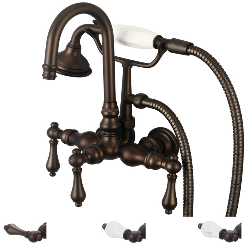 Stonington 3 Handle Wall Clawfoot Tub Faucet, Lever Handles, Oil Rubbed Bronze