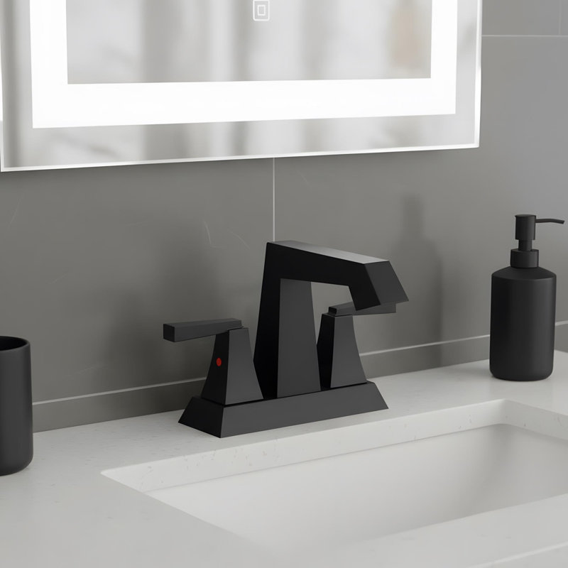 Robinet de lavabo de salle de bain moderne à 2 poignées, Noir mat