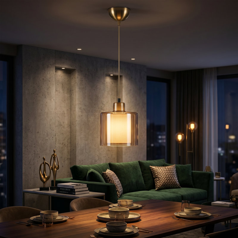 Luminaire suspendu en cuivre 1 lumière Haledon