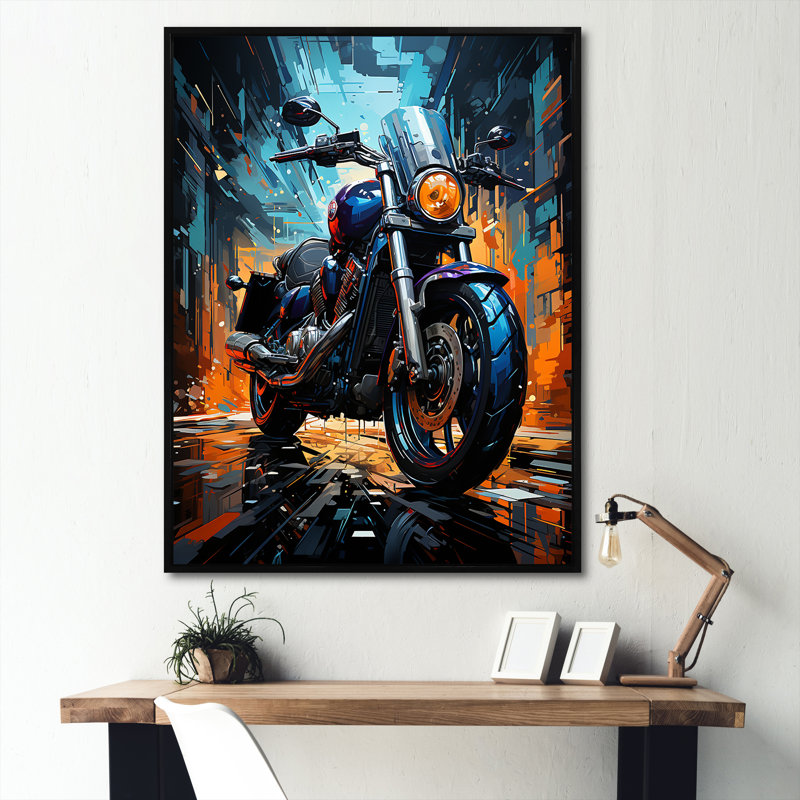 Moto électrique Blue Ride, Cadre flottant noir, H 44 po x l 34 po x P 1,5 po