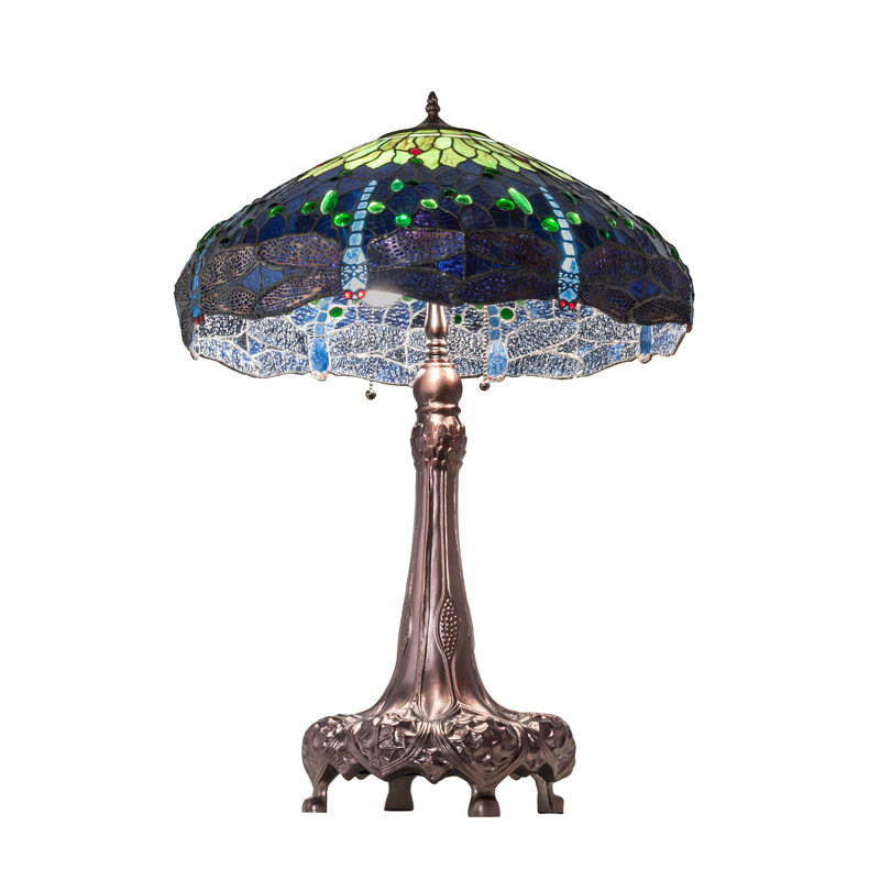 31" High Tiffany Hanginghead Dragonfly Table Lamp