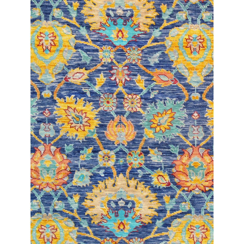 Oushak Camouflage Area Rug in Blue